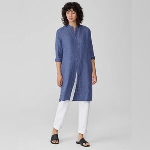 100% Organic Linen Delave Shirtdress EILEEN FISHER Size Medium